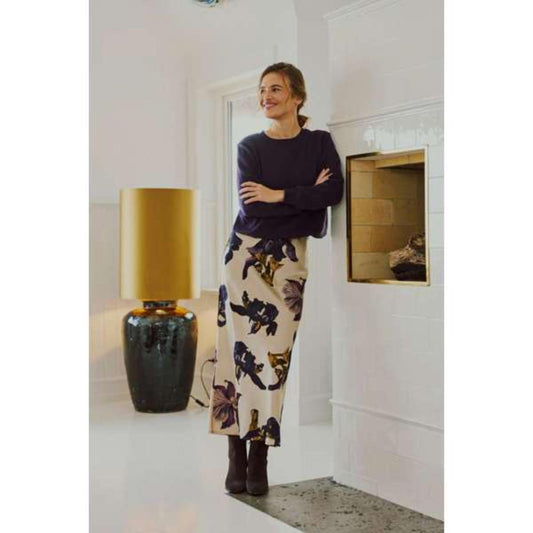 Freequent Zila Nederdel Blomstret Offwhite M. Lilla